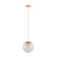 Single Sphere Glass Shade Pendant Light With Rose Gold Metalware E27 IP20 25W Single Sphere Glass Shade Pendant Light With Rose Gold Metalware E27 IP20 25W